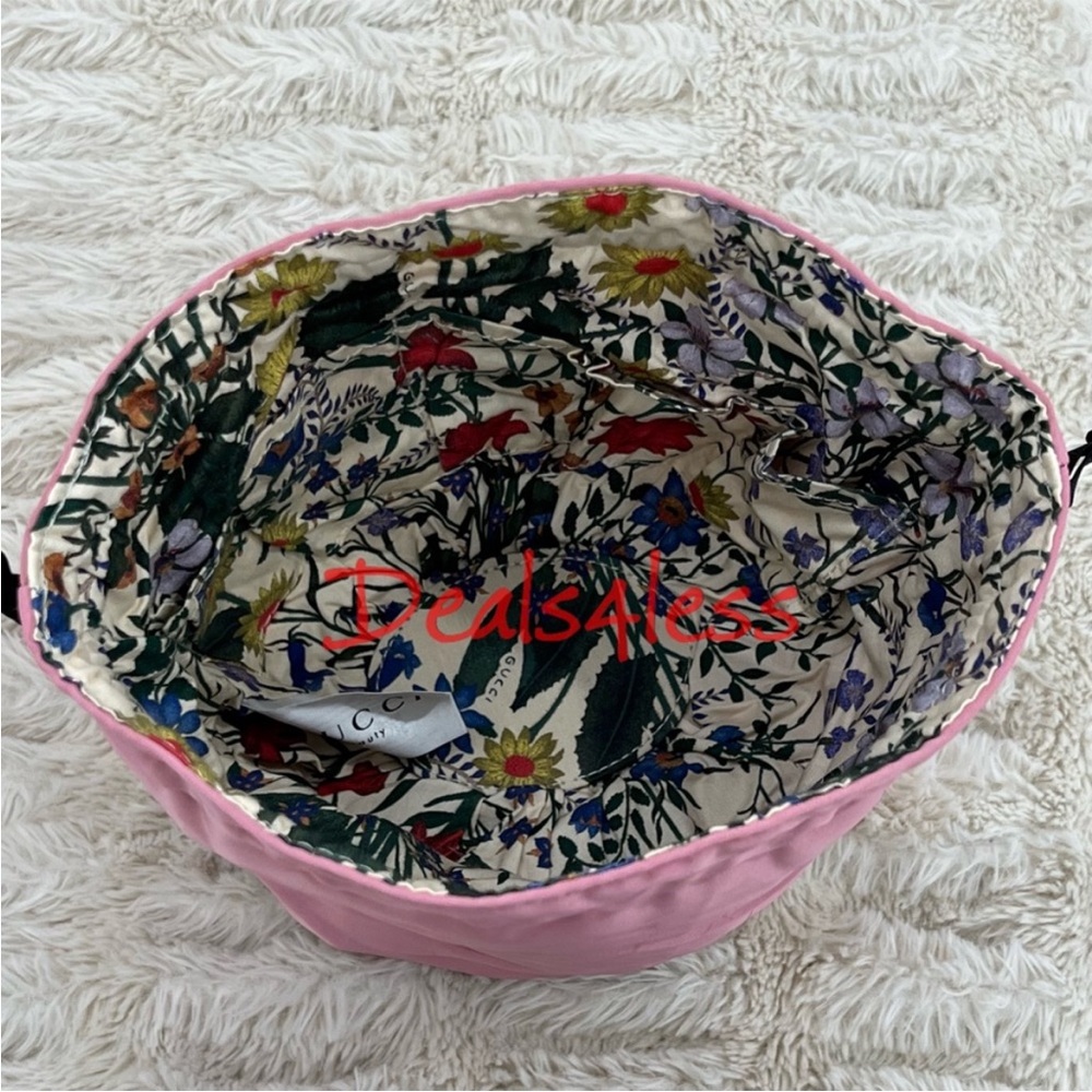 Gucci Pouch Drawstring Bag Cosmetic Pouch Travel Case Purse Lined Floral NEW - Picture 9 of 12